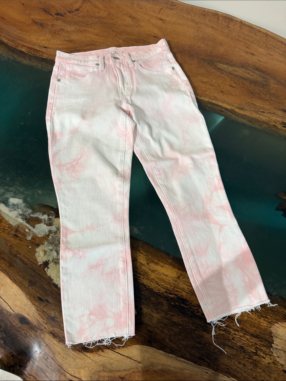 Lucky Brand Pink Tie-Dye Women’s Straight Cropped Jeans